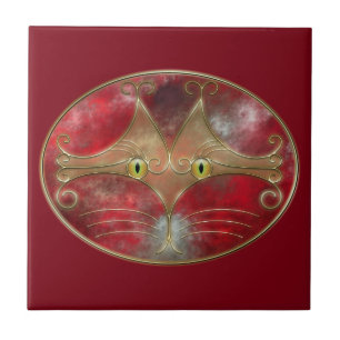 De Cerâmica Azulejo decorativo dos Gato-Olhos