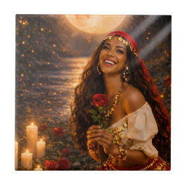 De Cerâmica azulejo decorativo gitano vermelho