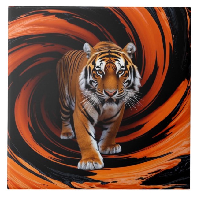 De Cerâmica Azulejo Decorativo Tiger Gyre (Frente)
