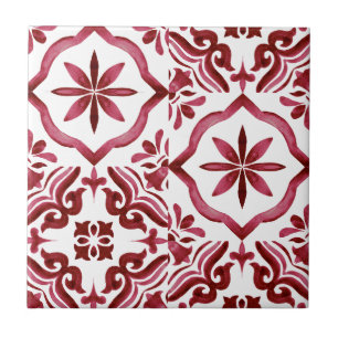 De Cerâmica Azulejo Decorativo Vermelho em Padrão Remendado