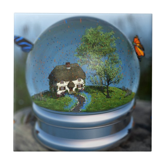 De Cerâmica Azulejo Decortivo Globo-Borboleta (Frente)