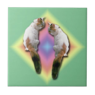 De Cerâmica Azulejo - Diamante arco-íris com gatos