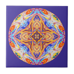 De Cerâmica Azulejo do caleidoscópio no azul e no ouro