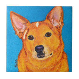 De Cerâmica Azulejo do cão do gado - "vermelho "