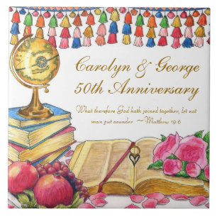 De Cerâmica Azulejo do casamento/aniversário do viagem do