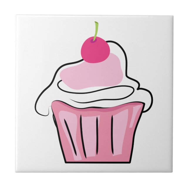 De Cerâmica Azulejo do cupcake (Frente)