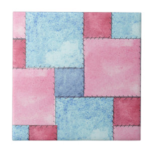 De Cerâmica Azulejo do design dos retalhos, rosa, azuis