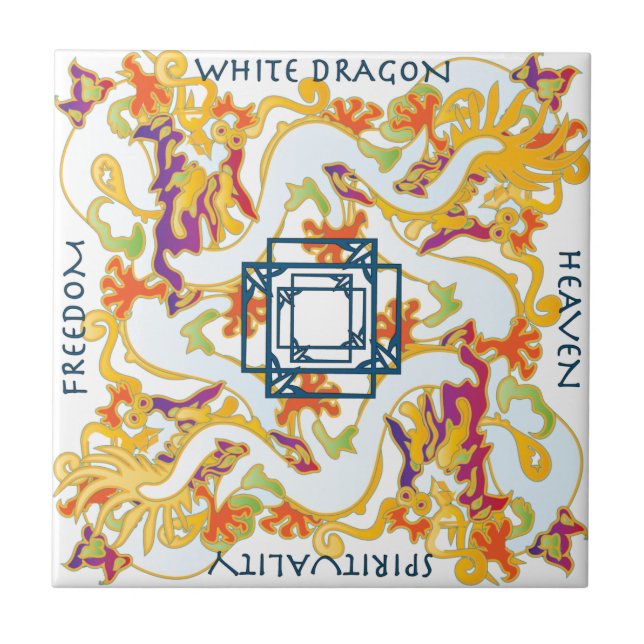 De Cerâmica Azulejo do Dragão Branco Mah Jongg (Frente)
