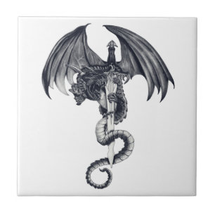 De Cerâmica Azulejo do dragão & da espada