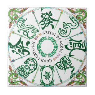 De Cerâmica Azulejo do Dragão Verde Mah Jongg