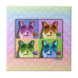 De Cerâmica Azulejo do gato do pop art