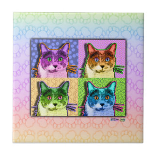 De Cerâmica Azulejo do gato do pop art