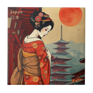 De Cerâmica Azulejo do Japão geisha maiko decoração japonesa