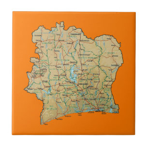 De Cerâmica Azulejo do mapa do d'Ivoire da costa