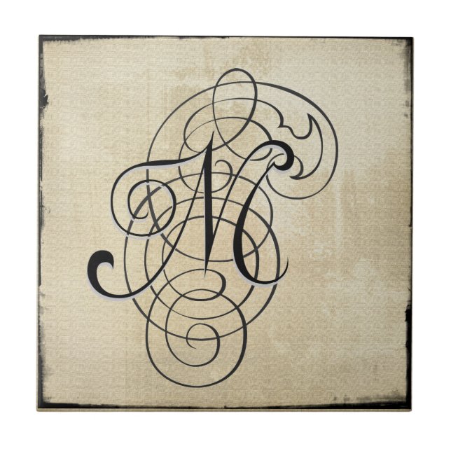 De Cerâmica azulejo do mongram "M" (Frente)