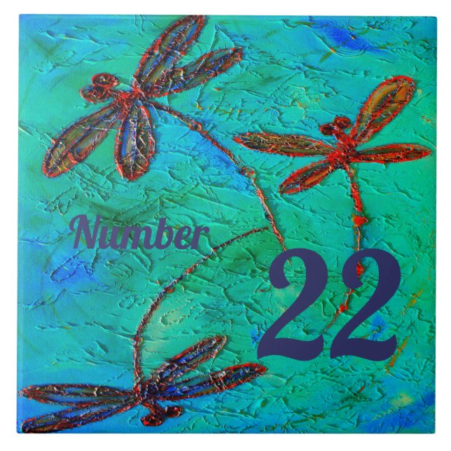 De Cerâmica Azulejo do número da casa da dança da libélula (Frente)