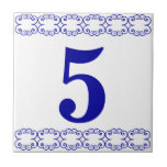 De Cerâmica Azulejo do número da casa do Victorian<br><div class="desc">Azulejo do número da casa do Victorian - azul no branco com beira de uma impressora</div>