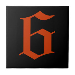 De Cerâmica Azulejo do Número Gótico - Vermelho em Preto