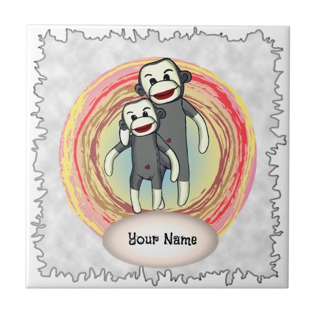 De Cerâmica Azulejo do Pai Sock Monkey (Frente)