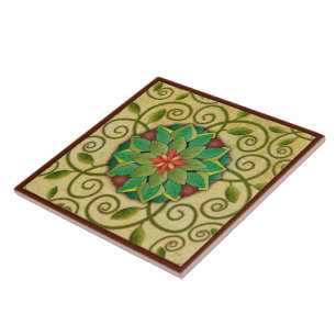 De Cerâmica Azulejo do Rosette das folhas