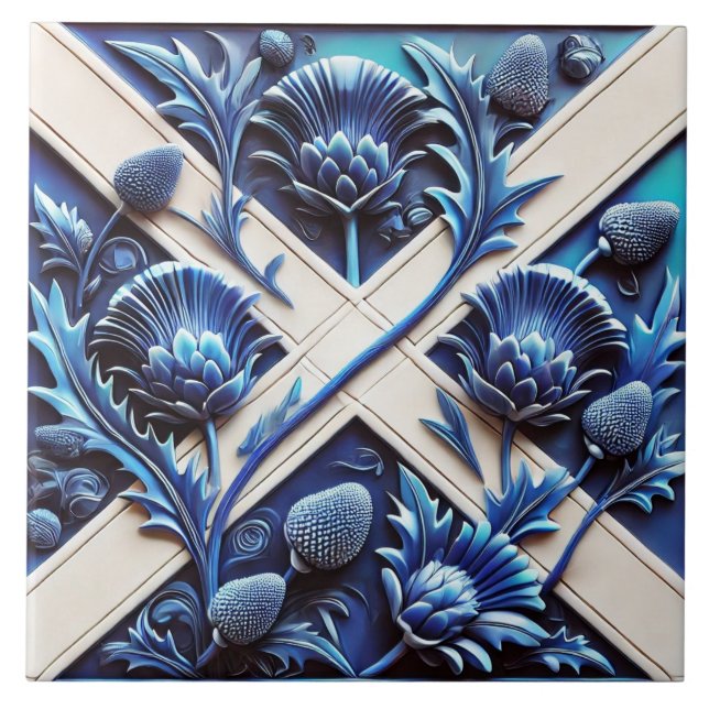 De Cerâmica Azulejo do Scottish Thistles moderno Design (Frente)