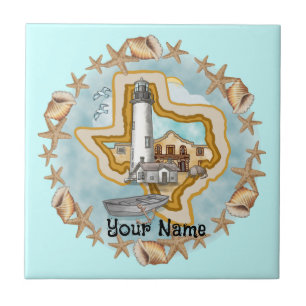 De Cerâmica Azulejo do Texas Shells Lighthouse