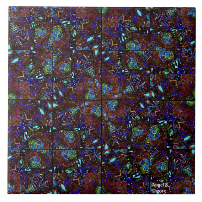 De Cerâmica Azulejo do vitral do índigo (Frente)