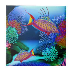 De Cerâmica Azulejo dos peixes do Wrasse do pisca-pisca do