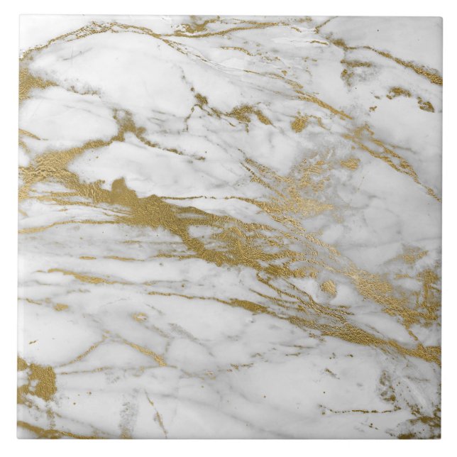 De Cerâmica Azulejo Dourado branco inspirado no Marble (Frente)