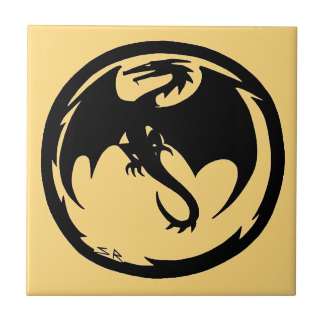 De Cerâmica Azulejo Dourado do Dragão Negro (Frente)