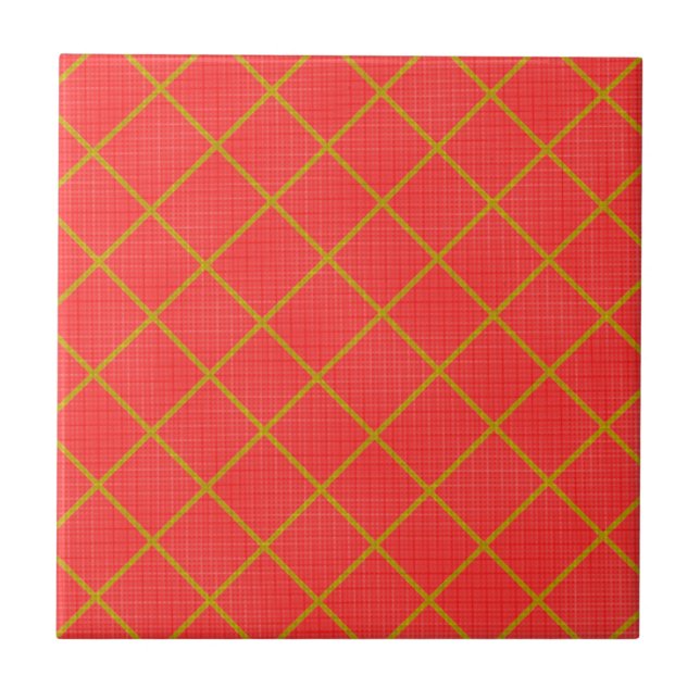 De Cerâmica Azulejo Dourado e Vermelho (Frente)