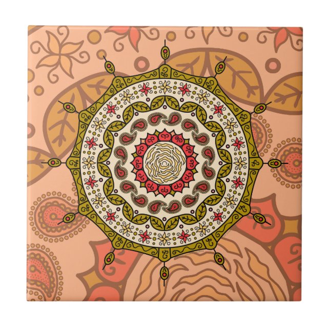 De Cerâmica Azulejo Dourado Mehndi Fantasy (Frente)