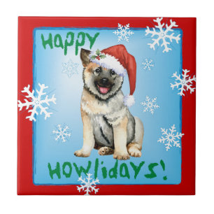 De Cerâmica Azulejo Elkhound Cerâmico Norueguês Feliz Howliday