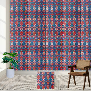 De Cerâmica Azulejo Escandinavo Nórdico Vermelho e Azul