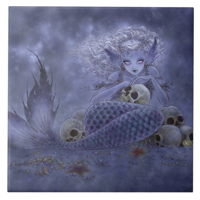 De Cerâmica Azulejo escuro da sereia (Frente)