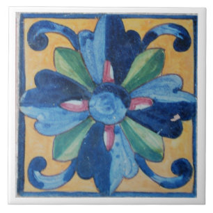De Cerâmica Azulejo espanhol do design da flor