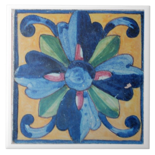 De Cerâmica Azulejo espanhol do design da flor (Frente)