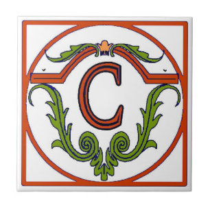 De Cerâmica Azulejo espanhol vermelho C da letra