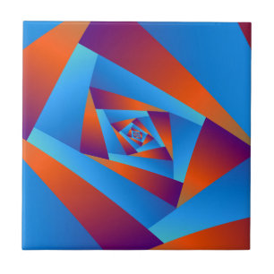De Cerâmica Azulejo espiral alaranjado e azul
