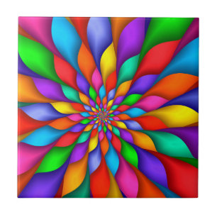 De Cerâmica Azulejo espiral da flor das pétalas do arco-íris
