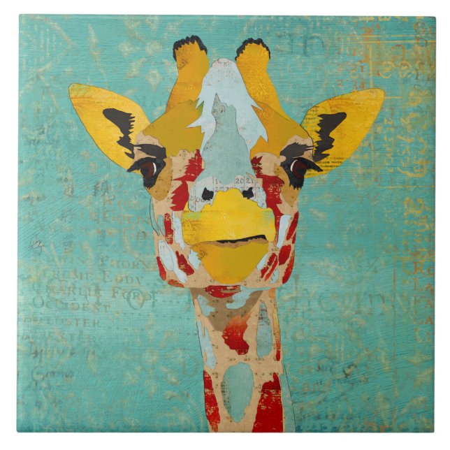 De Cerâmica Azulejo espreitando Dourado do girafa (Frente)