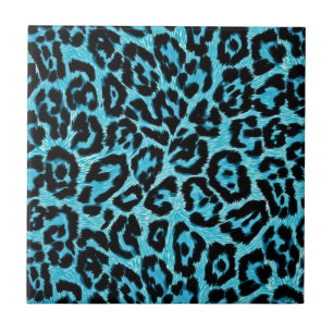 De Cerâmica Azulejo Estampa Leopardo Azul RAB Rockabilly