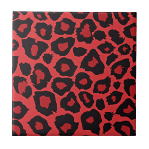 De Cerâmica Azulejo Estampa Leopardo Vermelho Preto Rockabilly