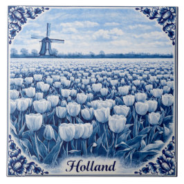 De Cerâmica Azulejo estilo Delft Blue com tulipas da Holanda