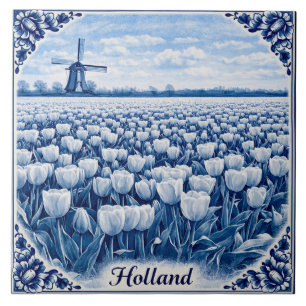 De Cerâmica Azulejo estilo Delft Blue com tulipas da Holanda