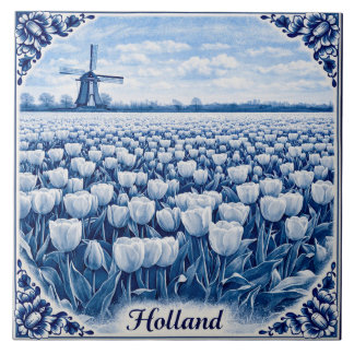 De Cerâmica Azulejo estilo Delft Blue com tulipas da Holanda