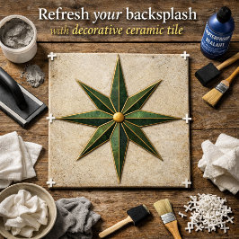 De Cerâmica Azulejo Estrela Verde Esmeralda Vintage para Reves