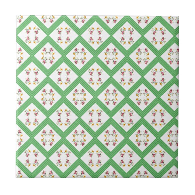 De Cerâmica Azulejo Faixa Verde Floral (Frente)