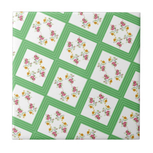 De Cerâmica Azulejo Faixa Verde Floral