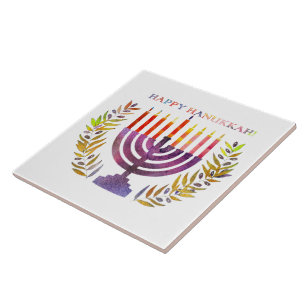 De Cerâmica Azulejo Feliz Hanukkah